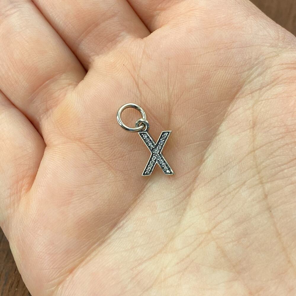 Pandora Sterling Silver Alphabet Letter X Dangle with Clear Zirconia 791336CZ